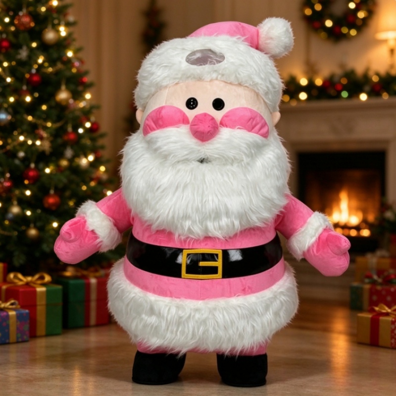 Suits - Kostum Maskot Santa Claus Merah Muda,