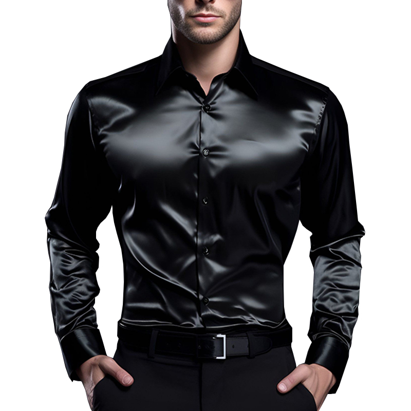 Pria Satin kemeja mewah mode s - Mens Satin Silk Dress Shirt ulasan dan harga