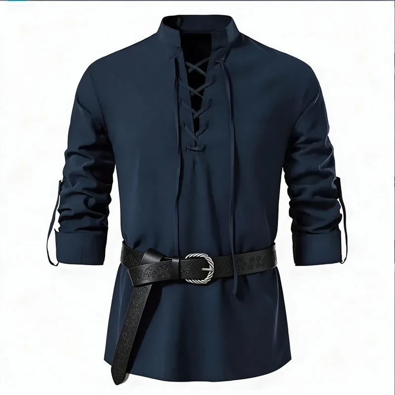Kemeja Viking Abad Pertengahan - Medieval Gothic Lace Up Pirate Shirt ulasan dan harga